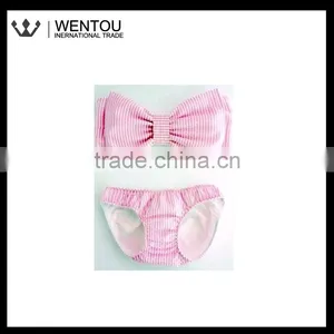 Monogrammed Seersucker Bow Bandeau thumbnail-5