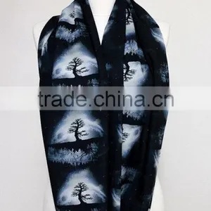 Tree of Life Infinity Scarf, Moon Scarf, Loop Scarf Circle Scarf Gift Ideas for Her, Spring - Summer - Fall - Winter Session thumbnail-3