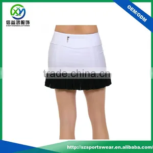 Top Sale White Color With Blank Pleated Buttom Sexy Girl Mini Skort With Zip Pockets thumbnail-3
