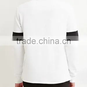 High Quality Black White Colorblocked Cotton-Blend Mens Collar Sweatshirt thumbnail-3