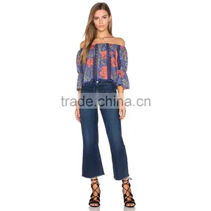 Ladies Off Shoulder Style Three Quarter Sleeves Blouse thumbnail-4