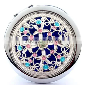 Noble Silver Hollow COMPACT MAKE UP/Handbag MIRRORS, Retro Compact/Travel/Pocket ILLUMINATED Beauty Make Up Mirrors New thumbnail-2