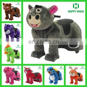 Coin Operated Battery Motorized Plush Riding 2016 Zoo Animal Scooter Four Wheeler Electric Animal Ride for Mall Amusement Park thumbnail-5