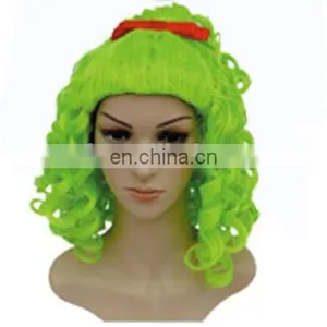 MCW-0377 Party Masquerade Synthetic Women Hot Curly Green Judge Wig thumbnail-1