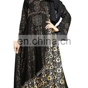 Women's 2017 Dubai Style High Quality Printed Burkha Abaya For Casual Arabic Islamic Wear (Printed Abaya) thumbnail-3