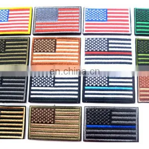 No Minimum Custom Designs Whole Country Flag Embroidery Patch Velcr on Backing for Bag,Hot Sale 3D USA American Flag Embroidery thumbnail-1