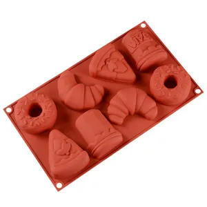 Free Sample Food Grade Heat Resistant Nontoxic Silicone Mousse Cake Friandises Pudding Baking Mold 8holes thumbnail-2