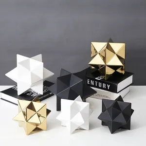 Irregularity Nordic Style Geometrical Gold Black White Five-Pointed Star Ceramic Art Decor thumbnail-4