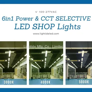 Lightde 6IN1 power & CCT selectable VAPOR-TIGHT led garage canopy lights