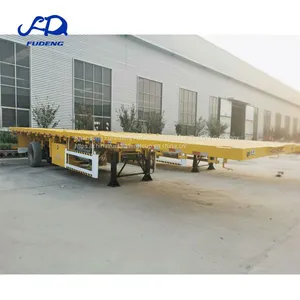 Hot Sale 40ft Flatbed Trailer 3 Axles 50Tons Mechanical Suspension Container Fatbed Semi-Trailer thumbnail-3