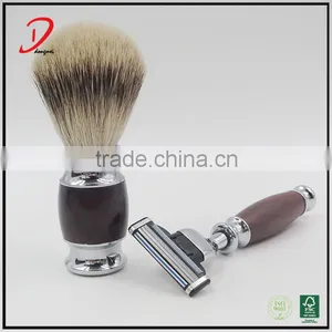 High Quality Silvertip Badger Hair Shaving Brush Shaving Stand and Razor Metal Shaving Brush Set thumbnail-3