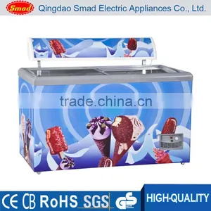 Sliding Glass Flat Door Ice Cream Showcase Deep Chest Freezer thumbnail-2