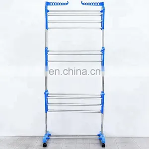 Foldable Stainless Steel Coats Towels Shirts Garment Drying Rack Clothes Folding Foldable Cloth Drying Rack thumbnail-3