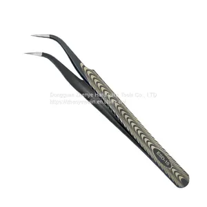 Tweezers Black Hardened Stainless Steel Straight Tip Tweezers Straight Tip Curved Tip Repair Tool Tweezers With Texture No. 15 Tweezers thumbnail-2
