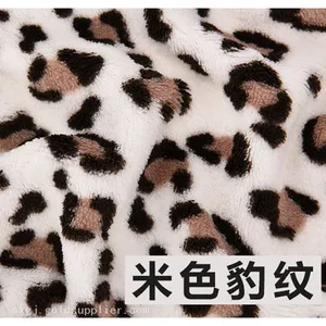 Wholesale Orange Ocelote Printed Brushed Flannel Fleece Fabrics thumbnail-3