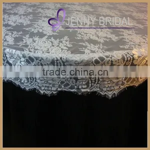 TL002W3 Fancy White Embroidery Lace Cheap Wedding Table Overlay thumbnail-2