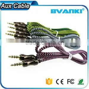 2016 New Products Fabric Braided 3.5mm Aux Audio Cable Male to Male for All Kinds of Electronics Product Express Supplier's Choice thumbnail-2