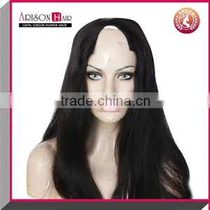 Wholesale Brazilian Virgin Hair Silk Straight Machine Made u Part Wig thumbnail-1