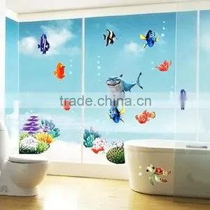 Underwater World 3d Wall Stickers Sea Fish Star Cartoon Bathroom Nursery Home Decor Pvc Wall Decals Mural 617 thumbnail-2