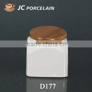 Ceramic Canister Jar With Wooden Lid thumbnail-5