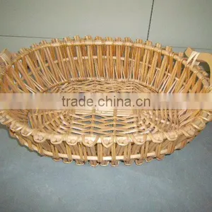 2013 New Style Honey Willow Storage Basket With Wood Handle thumbnail-1