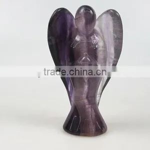 Semi Precious Gemstone Fluorite Carved Angel Wholesale Purple Fluorite Stone thumbnail-1