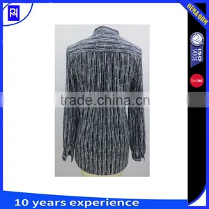 100% Cotton Print Shirt Long Sleeve Stand Collar Single Front Pocket Casual Women thumbnail-2