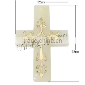 Yellow Cross Natural Freshwater Shell Pendants thumbnail-1