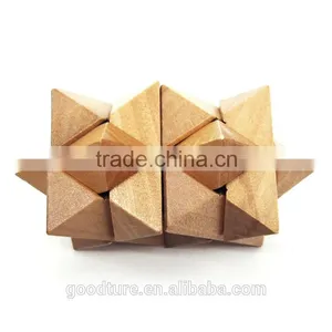 2015 Hot Sale Wooden IQ Intelligent Puzzle Magic Puzzle Kongming Lock Brain Teaser Model Number GAD1131 thumbnail-2