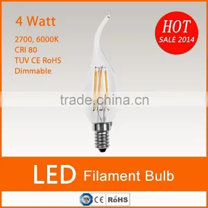 4 Watt Filament LED Candelabra Bulb E12 Base Flame Tip thumbnail-1