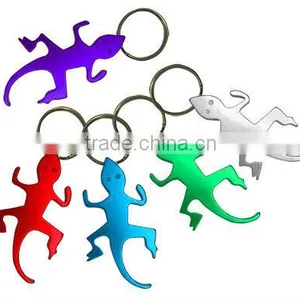 TC-462 Mini Aluminum/Metal Gecko Shape Bottle Opener With Keyring thumbnail-1