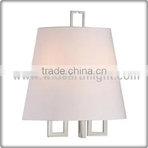 UL Listed Fabric Shade Hotel Room Light In Nickel Finish Only Facing Upwards W40363 thumbnail-1
