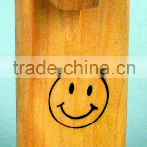 Cedar Wood Smiley Face Dug Out Pipe thumbnail-1