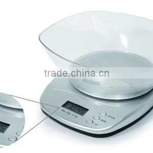 MAX 5KG,fashion Design Digital Kitchen Scale With Bowl,clock Function thumbnail-1