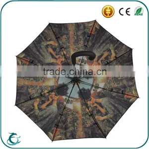 Change Fabric 2 Layer High Quality Straight Umbrella for Rain and Sun thumbnail-2