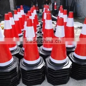 Black Base Rubber Road Cones thumbnail-1