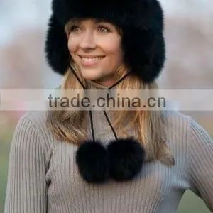 Women's Fox Fur Headband With Poms thumbnail-1