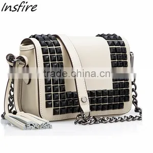 Metal Rivet PU Leather Wholesale Clutch Cool Chain Shoulder Bag Wholesale thumbnail-2