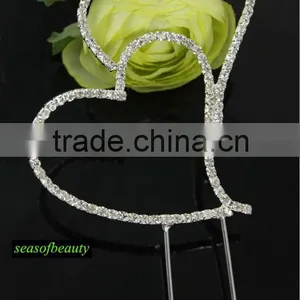 Wholesale Rhinestone Wedding Heart Shaped Cake Toppers thumbnail-1