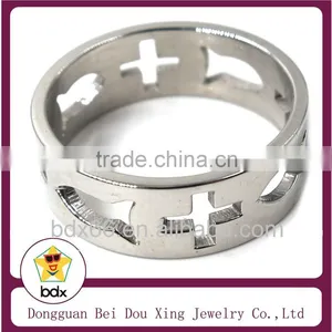Personalized Custom Religious Products Stainless Steel Hollow Out Our Father Jesus Cross And Fish Rosary Finger Rings Jewelry thumbnail-1