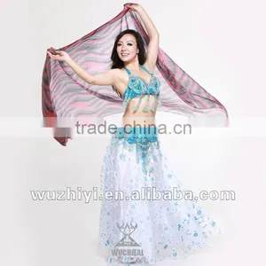 Wuchieal Silk Belly Dance Veil in Gradation Colors, Dance Accessory in Belly Dance Performance thumbnail-1
