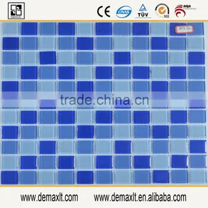 Dezhou Interior Decorative 300x300mm Square Shape Blue Glass Mosaic Design thumbnail-1