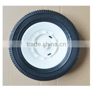 Semi Pneumatic Rubber Wheel 7.5x1.75 Bar White Plastic Rim thumbnail-3