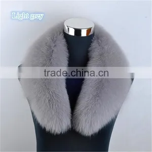 Big Shawl Collar Light Grey Fox Fur Shawl Collar for Fashion Ladies thumbnail-1