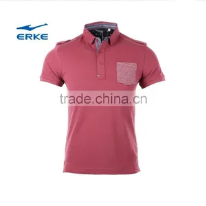 ERKE 2015 Summer Men's Comfortable & Breathable Polo t Shirt Casual Full Cotton Short Sleeve Polo for Men With Front Pocket thumbnail-1