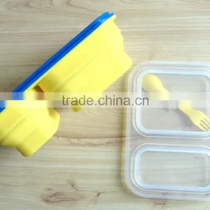 Collapsible Lunch Container With Spoon Silicone Container Bulk thumbnail-5