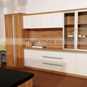 HC-M022 Walnut Color Office Wooden File Cabinet With Glass Door thumbnail-1