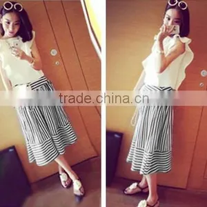 Fashion Women Sexy High Elastic Waist Striped Casual Party Beach A-Line Skirt thumbnail-4
