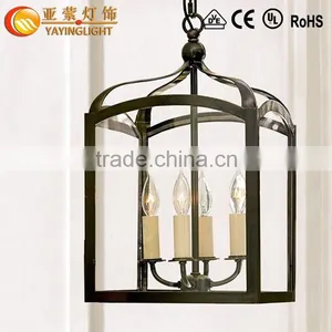 Vintage Rural Iron Black Bird Cage Pendant Lamp With Edison Candle Bulbs thumbnail-1