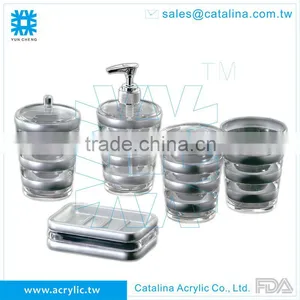 Taiwan Manufacturer High Quality Gold Silver Soap Dispenser Soap Dish Acrylic Bathroom Accessory thumbnail-2